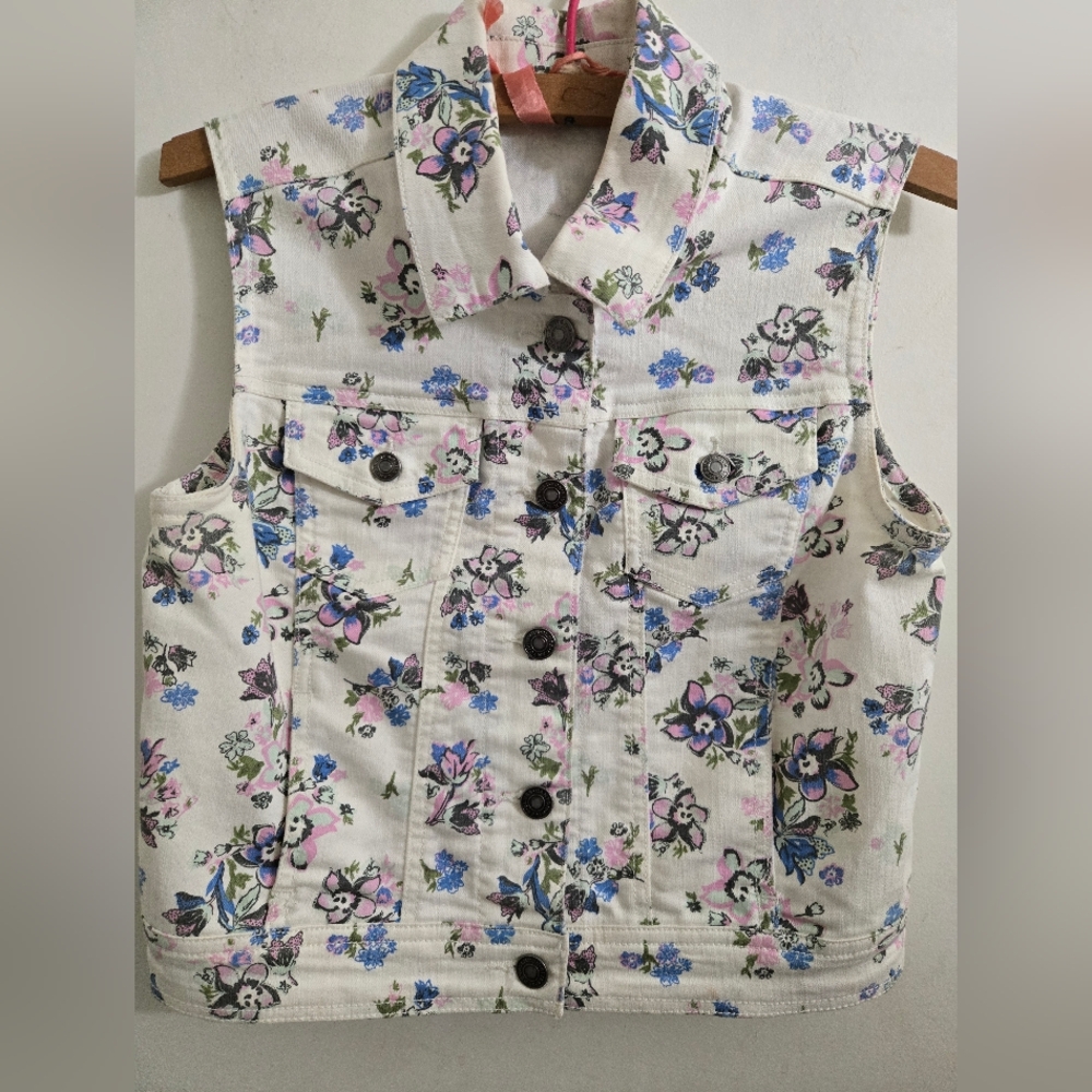 Denim Floral Vest